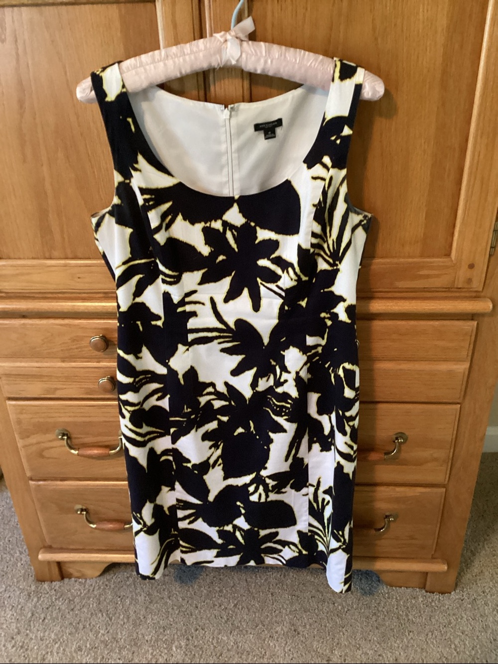 Ann Taylor White Black Print  Sheath